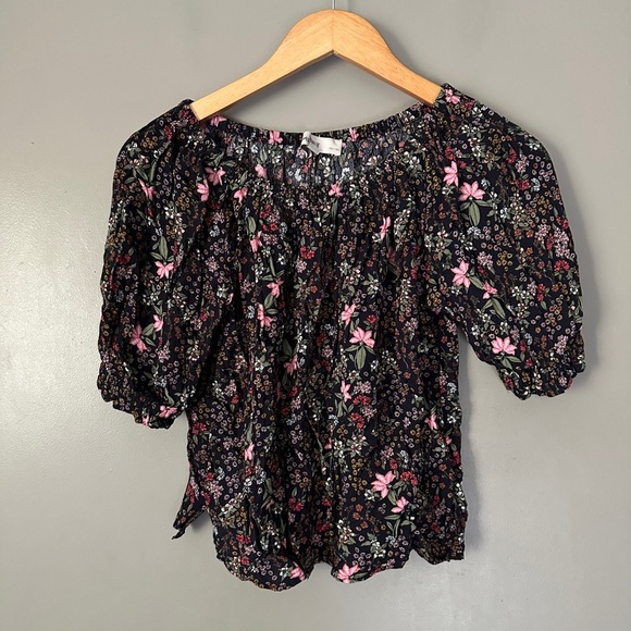 LOFT Tops - Loft Floral Black Blouse